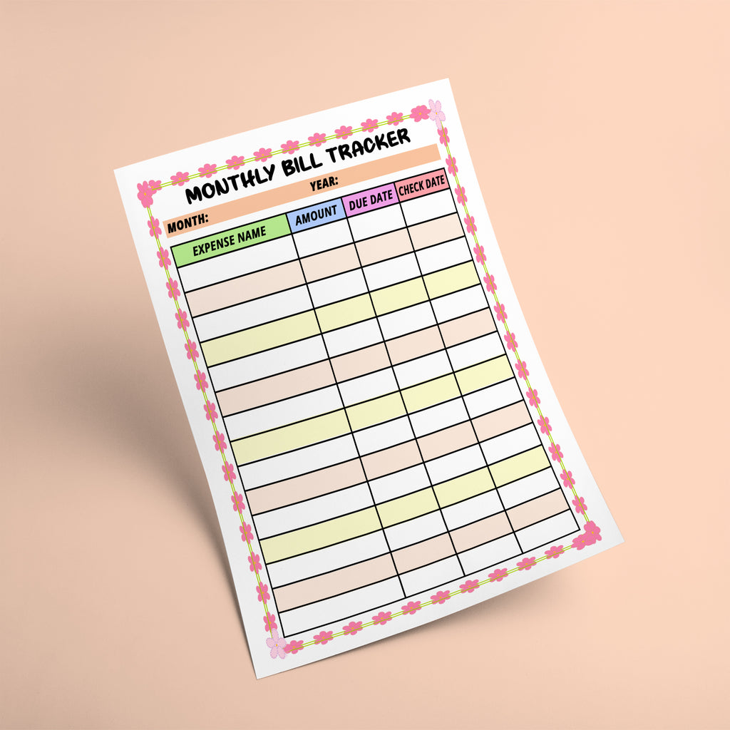 Monthly Bill Tracker, Bill Planner, Bill Payment Tracker - Printable Planners