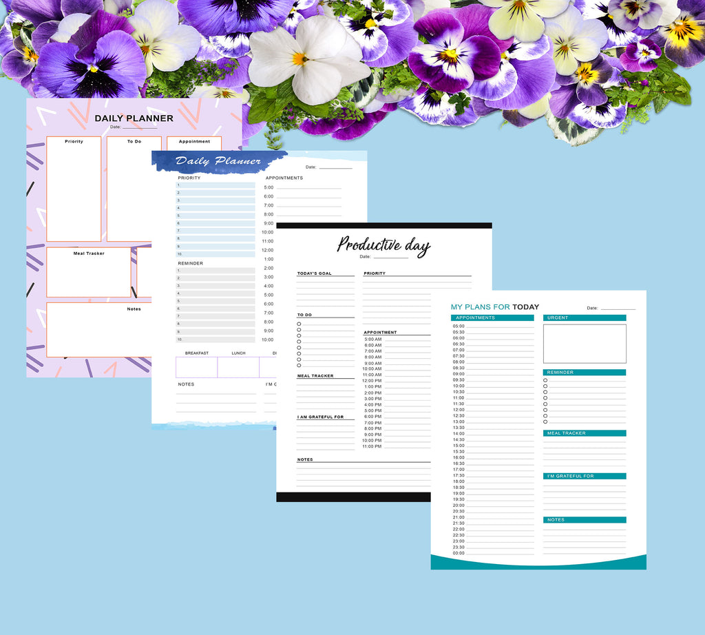 Daily Planner Printable, Daily Organization Printables , To Do List Productive Day - Printable Planners